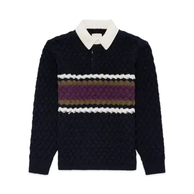 Aime Leon Dore Basketweave Knit Rugby "Navy"