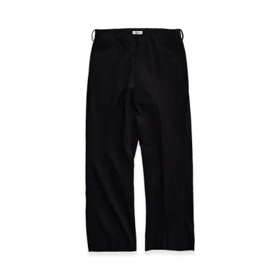 NICENESS Finch S140's Worsted Gabardine Semi-Flare Trousers "Black"