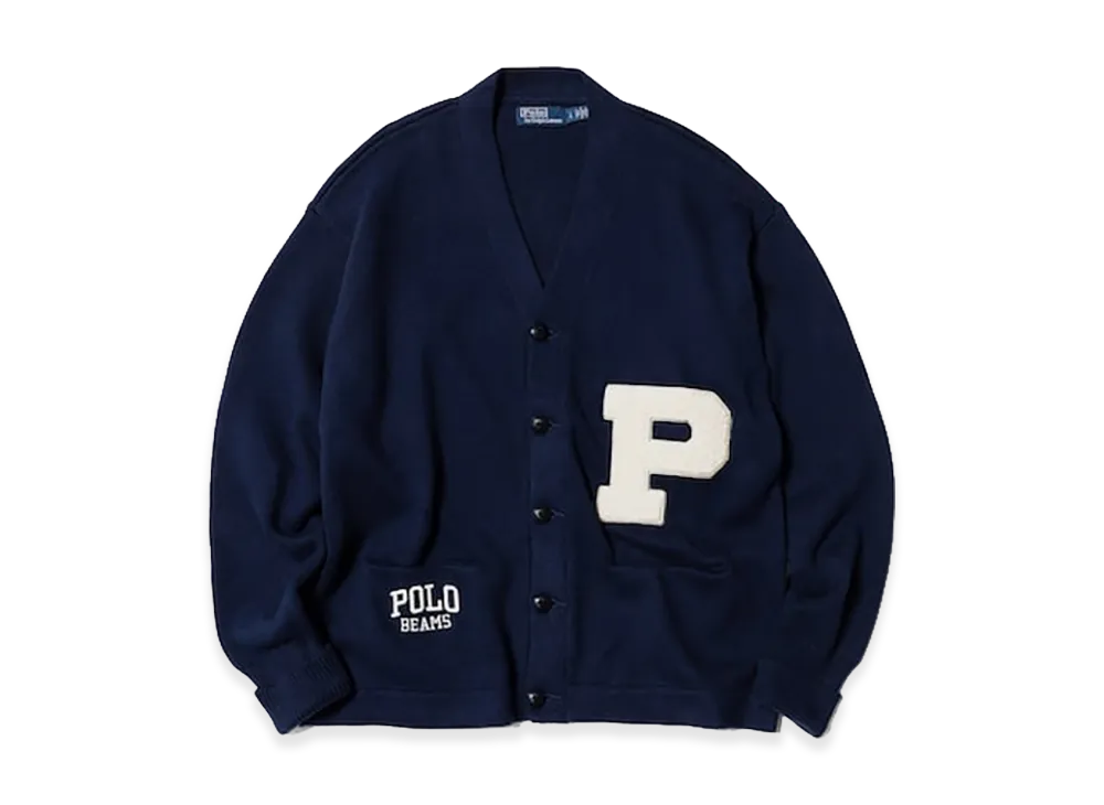 BEAMS x Polo Ralph LS V-Neck Varsity Cardigan "Newport Navy"