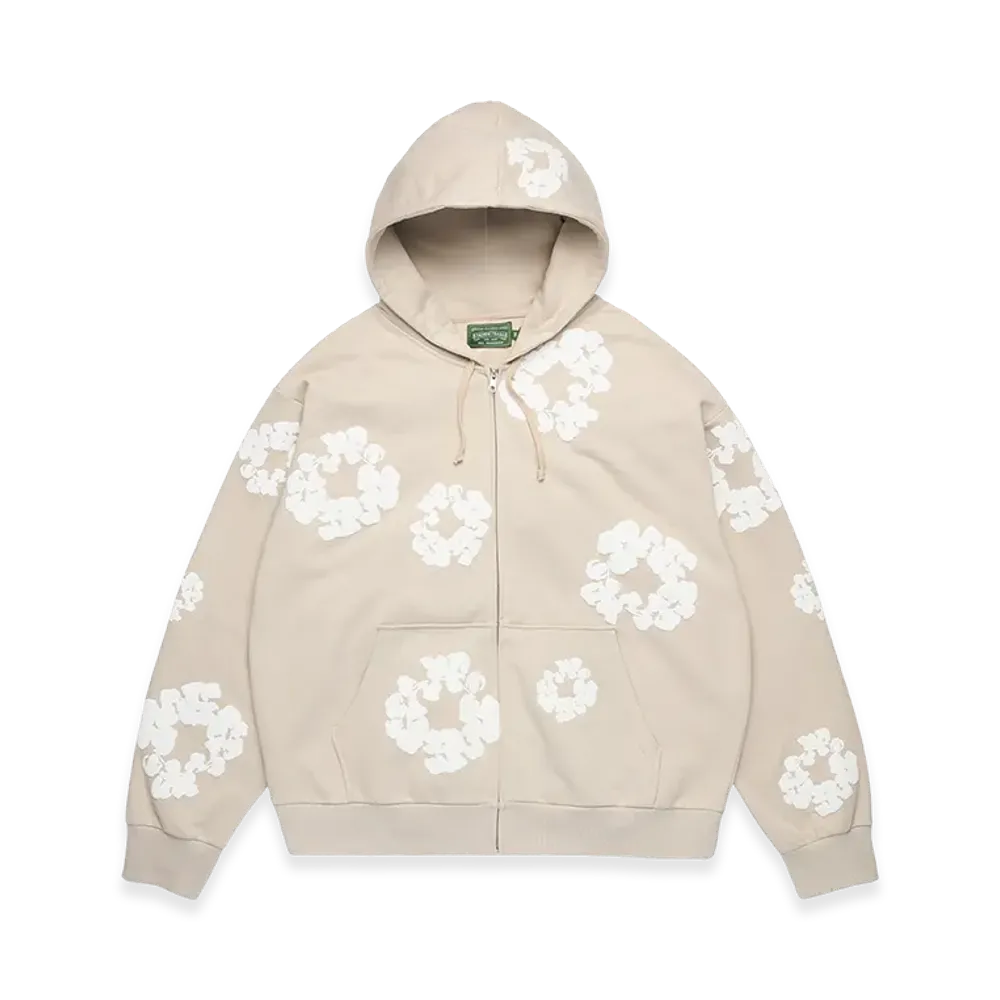 DENIM TEARS Cotton Wreath Zip Hoodie "Cream"
