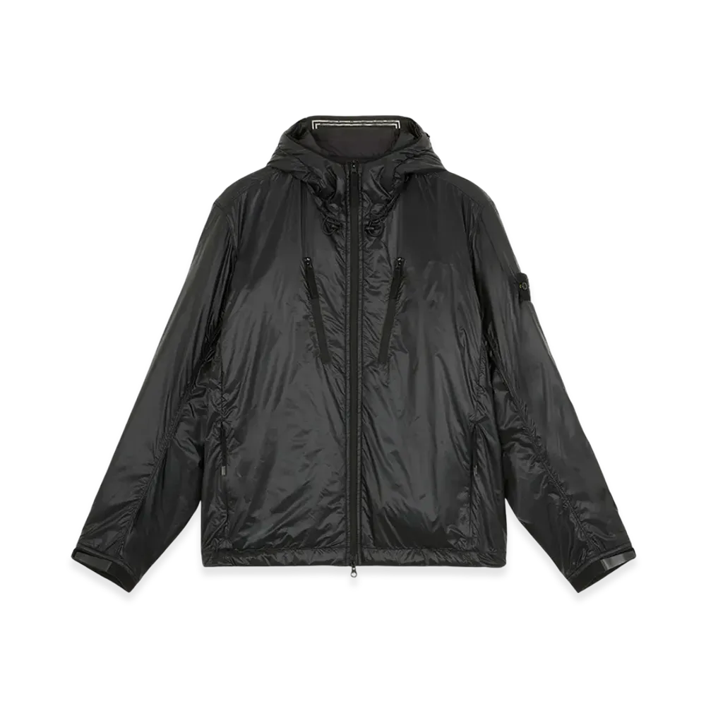 Stone Island Q0425 Pertex Quantum Made From Netplus with Primaloft Insulation Technology Light Packable Blouson with Hood - 24FW "Black"