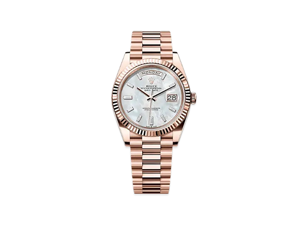 ROLEX Day-Date 40mm Everose Gold 228235 "White Mother-of-Pearl"