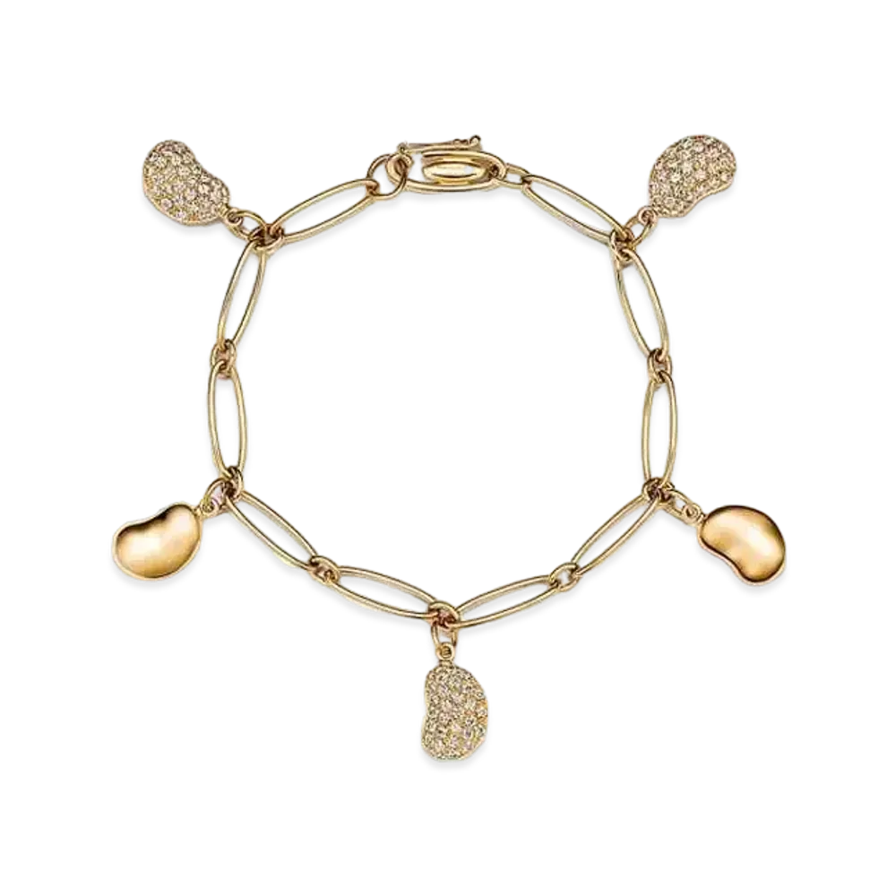 Tiffany & Co. Elsa Peretti Five Bean Design Bracelet with Pave Diamonds 18K "Yellow Gold"