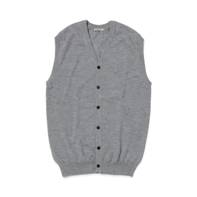 AURALEE Cashmere Hard Twist Knit Long Vest "Top Gray"