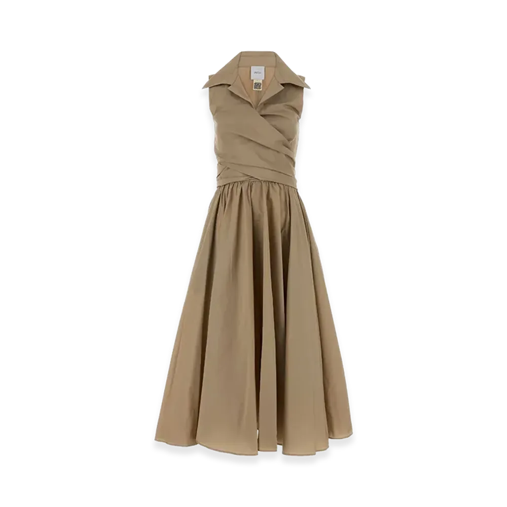 PATOU Women's Faille Dress "Beige/Cappuccino"