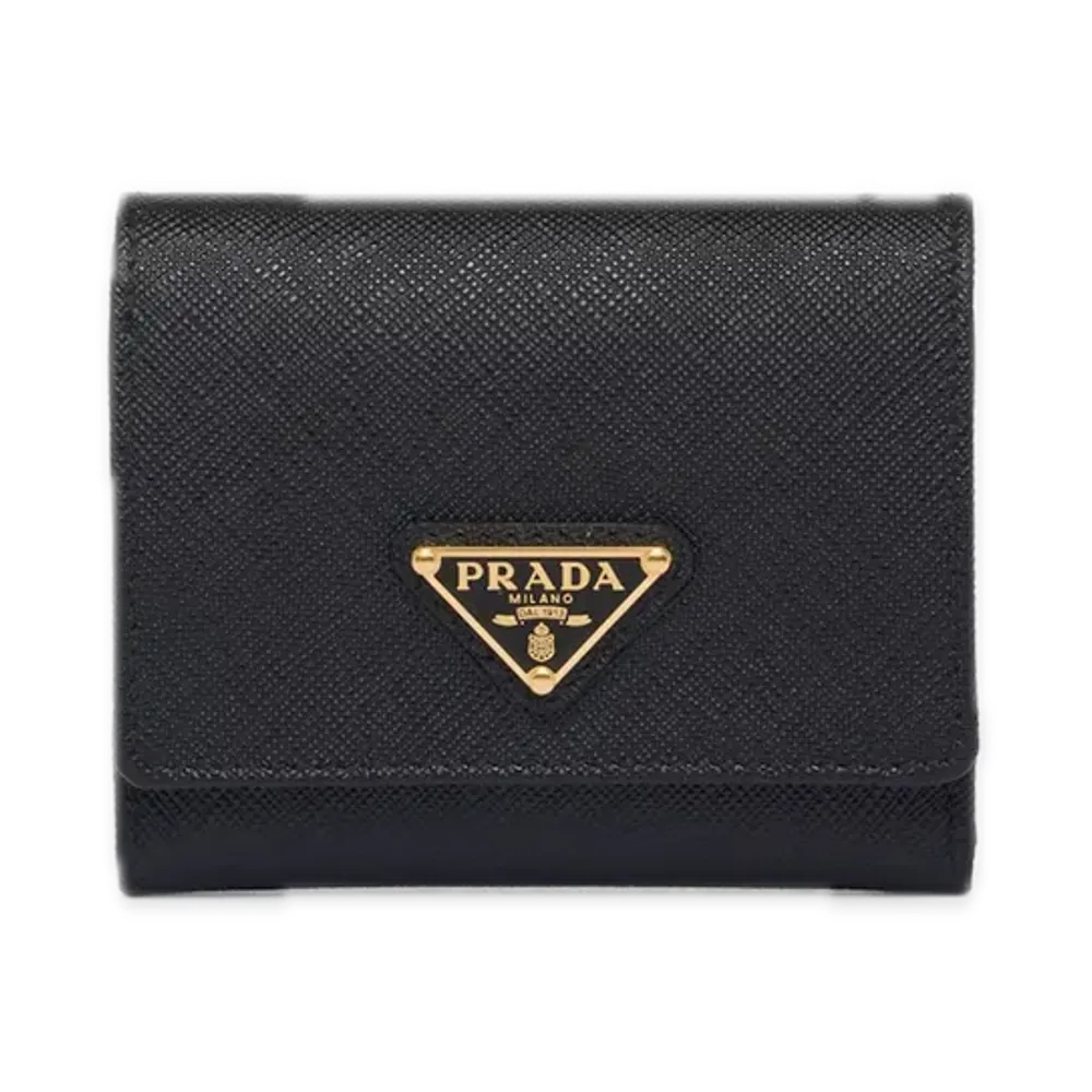 PRADA Saffiano Triangle Wallet "Black"