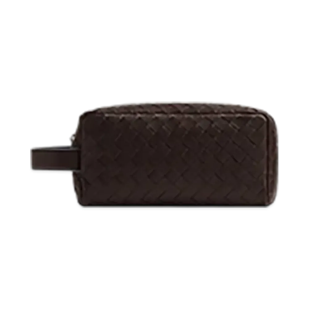 Bottega Veneta Intrecciato Travel Pouch "Fondente/Ice"