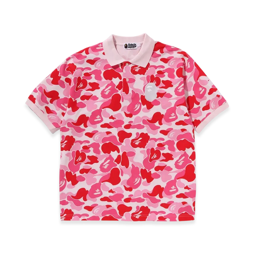 A BATHING APE ABC Camo Large Ape Head Polo "Pink"