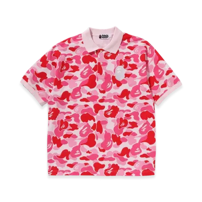 A BATHING APE ABC Camo Large Ape Head Polo "Pink"