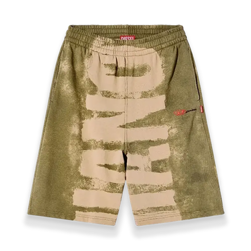 Diesel P-Marshy-Bleeding-DD Sweat Shorts With Damiano Print "Green"