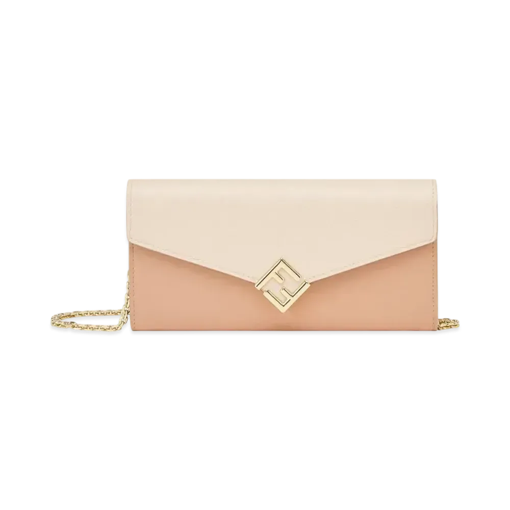 FENDI FF Diamonds Continental with Chain "Pink"