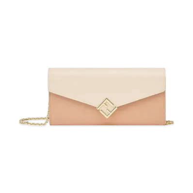 FENDI FF Diamonds Continental with Chain "Pink"