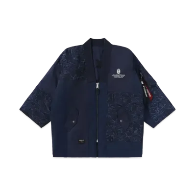 A BATHING APE x ALPHA INDUSTRIES Reversible Kimono Jacket "Navy"