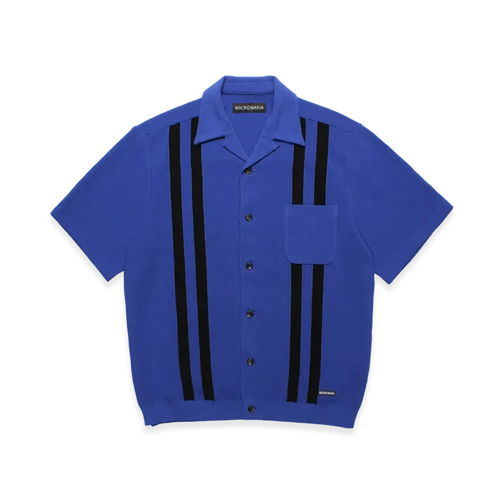 WACKO MARIA Knit Open Collar Shirt "Blue"