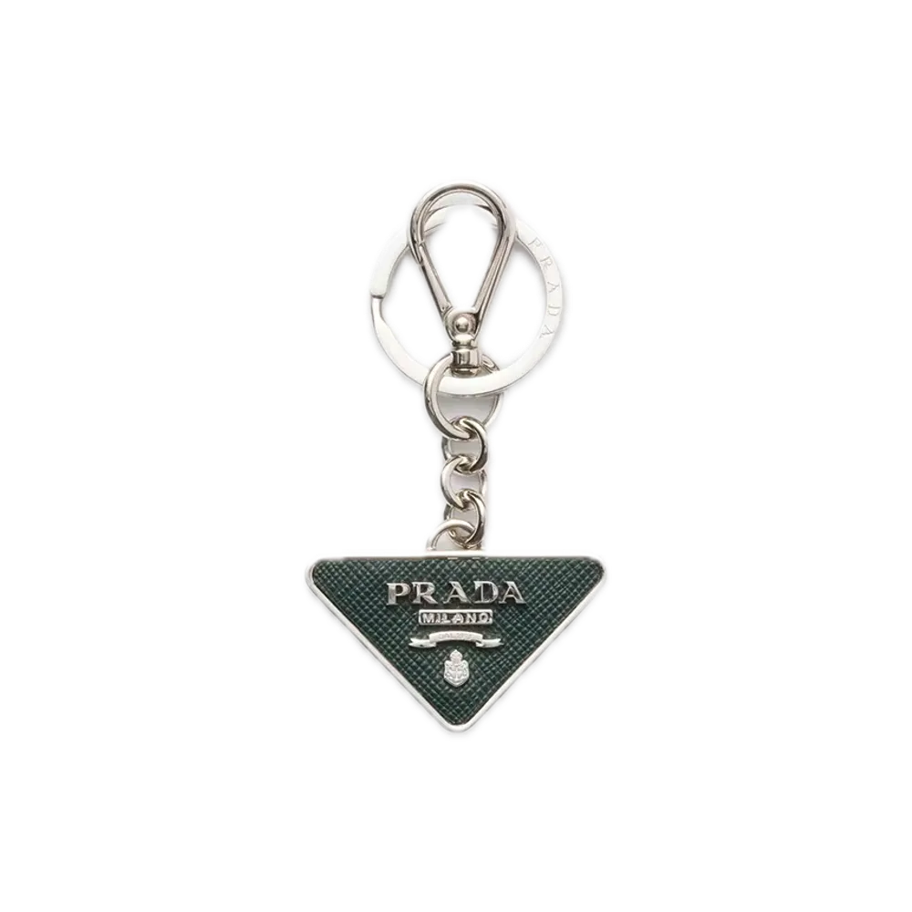 PRADA Saffiano Leather Keyring "Dark Green"