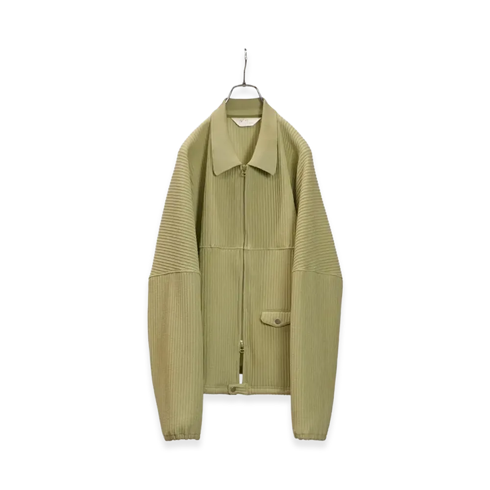 ANCELLM Wrinkled Stripe Short Shirt Jacket "Wasabi"