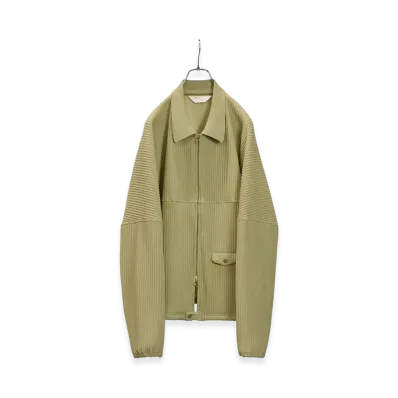 ANCELLM Wrinkled Stripe Short Shirt Jacket "Wasabi"