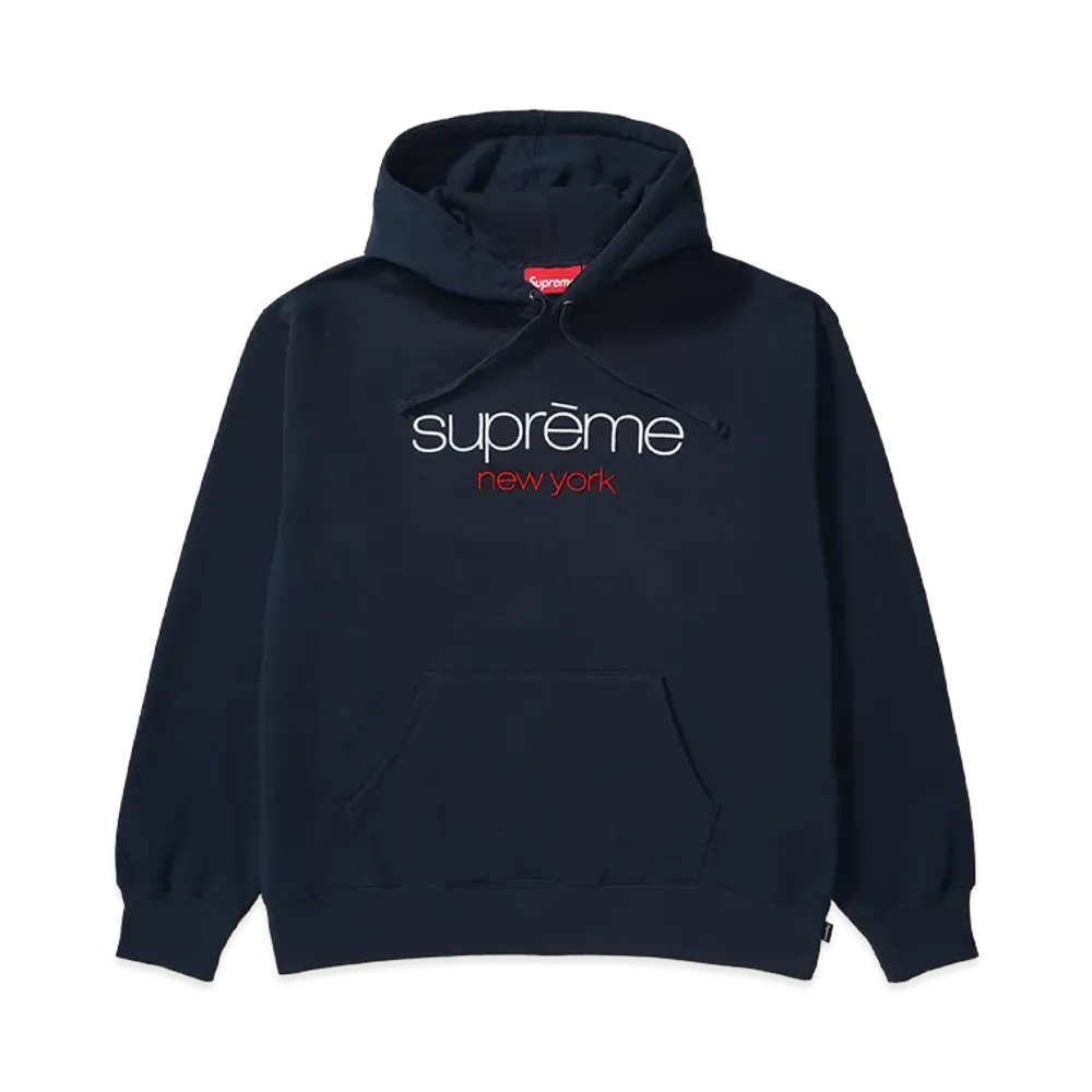 Supreme Classic Logo Hooded Sweatshirt "Navy"