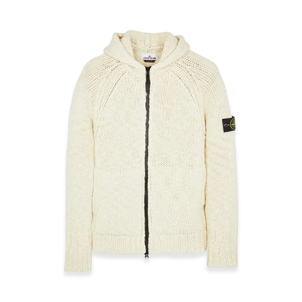 Stone Island 544D4 Handmade Feel Hooded Knit Cardigan - 23FW "Stucco"