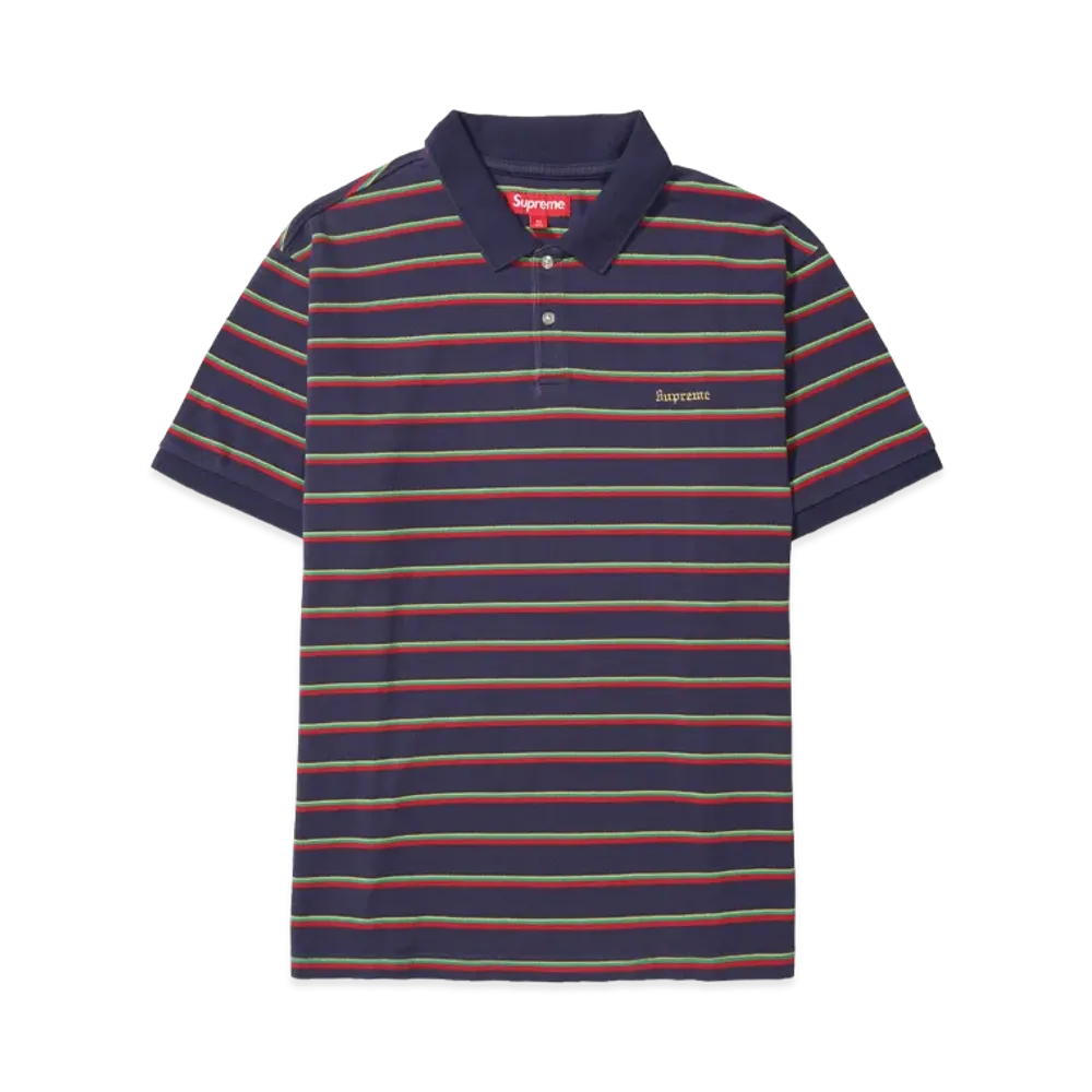Supreme Washed Stripe Polo "Navy"