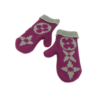 Louis Vuitton Monogram Knit Mittens "Cassis"