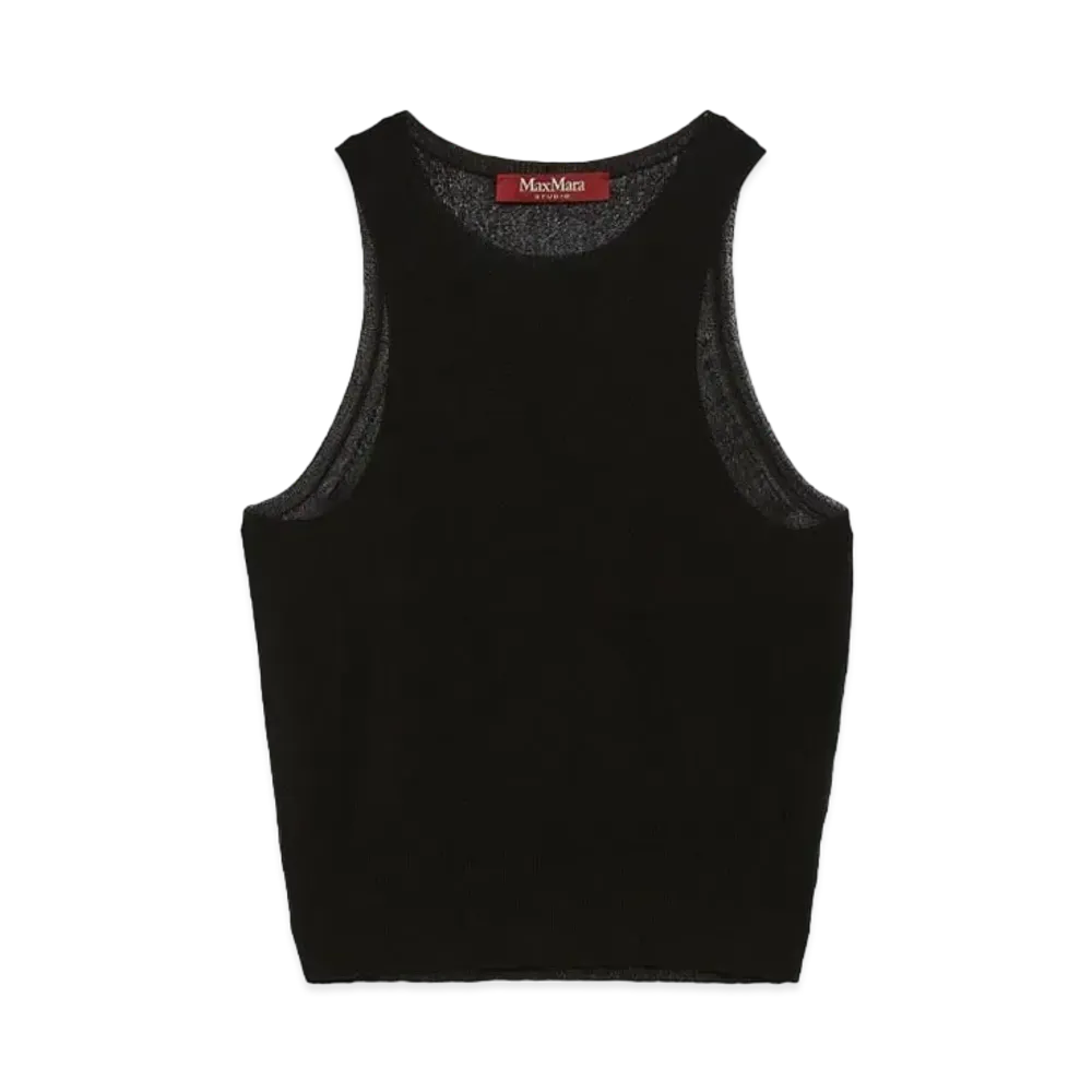 Max Mara Kristin Viscose Crepe Yarn Knit "Black"