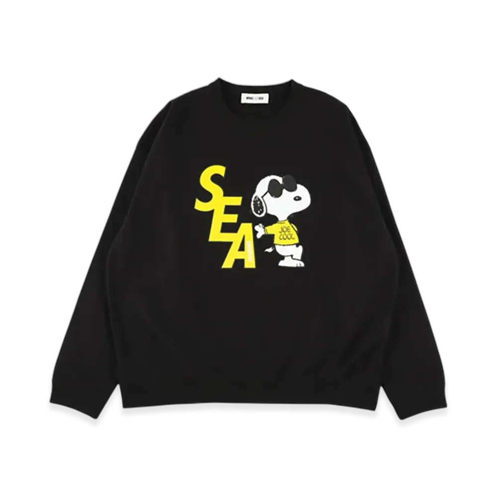 WIND AND SEA x SMOOTHY Snoopy Crewneck Sweatshirt "Black"