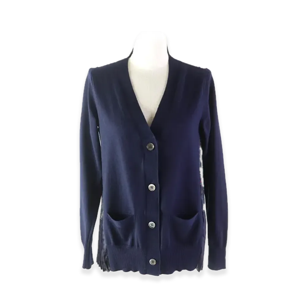 sacai Back Pleated Cardigan "Navy"