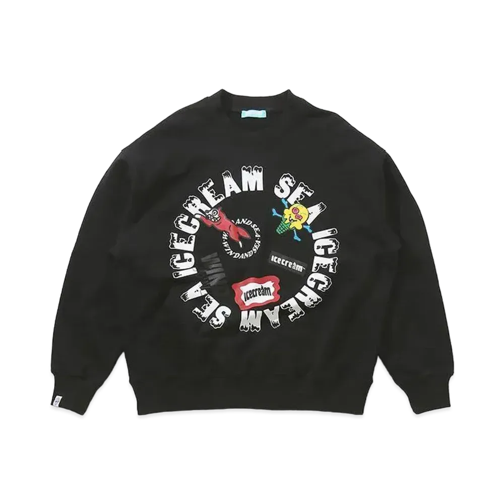 WIND AND SEA x ICECREAM COTTON SWEAT SHIRT (CIRCLE) "Black"