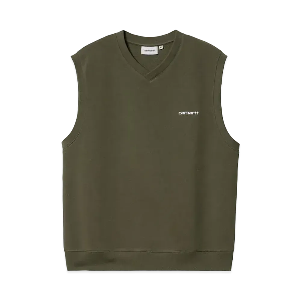 Carhartt WIP Script V-Neck Vest Sweatshirt "Office Green/White"