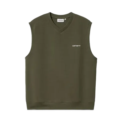 Carhartt WIP Script V-Neck Vest Sweatshirt "Office Green/White"
