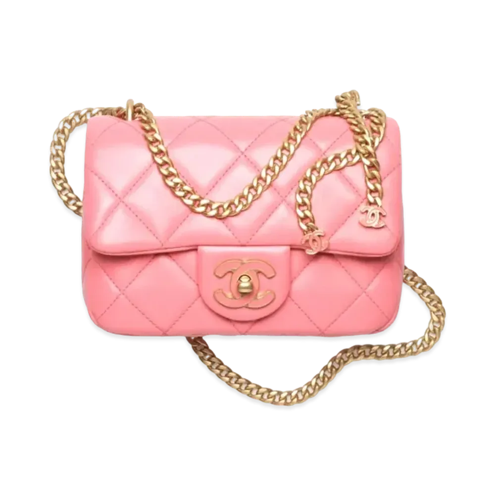 CHANEL Mini Flap Bag Lambskin & Enamel "Pink"
