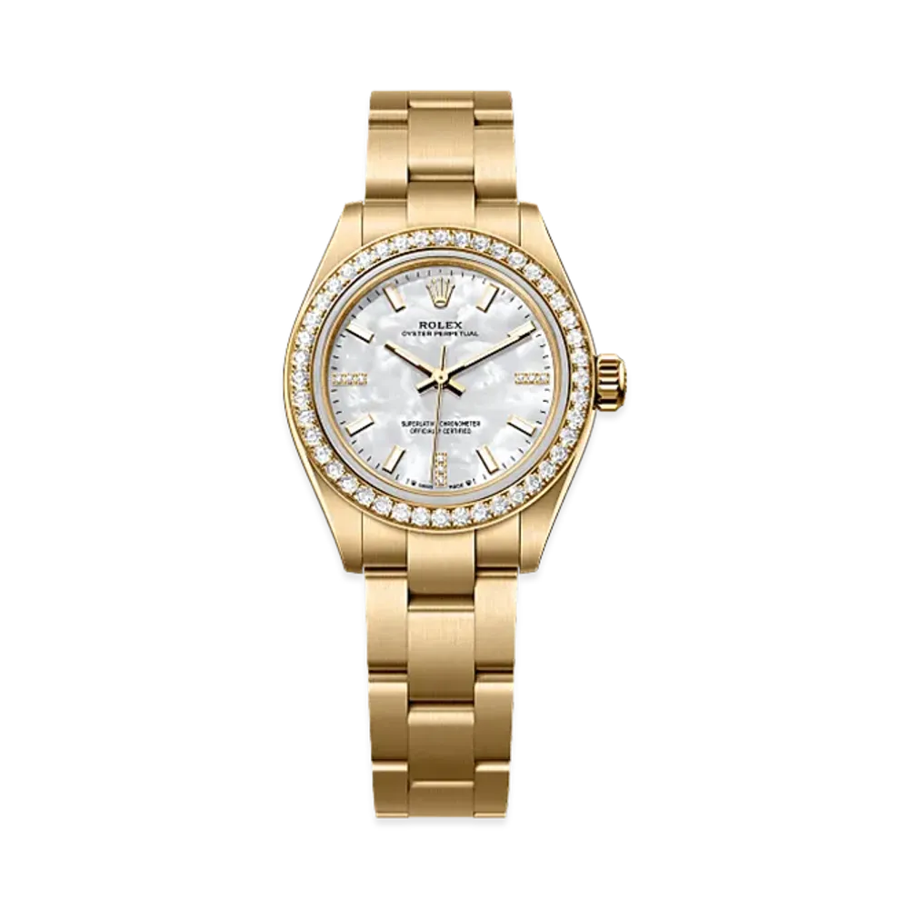 ROLEX Oyster Perpetual 28 Yellow Gold Diamond "Mother of Pearl"