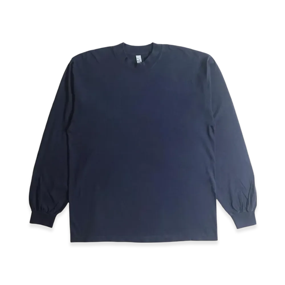 Los Angeles Apparel 6.5OZ Garment Dyed Crew Neck Long Sleeve T-Shirt "Navy"
