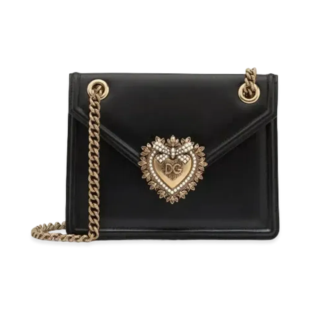 Dolce&Gabbana Devotion Bag Medium Size Smooth Calfskin "Black"