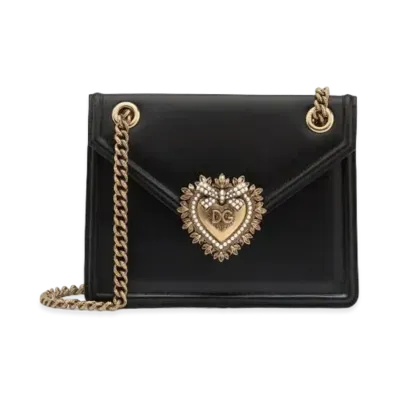 Dolce&Gabbana Devotion Bag Medium Size Smooth Calfskin "Black"