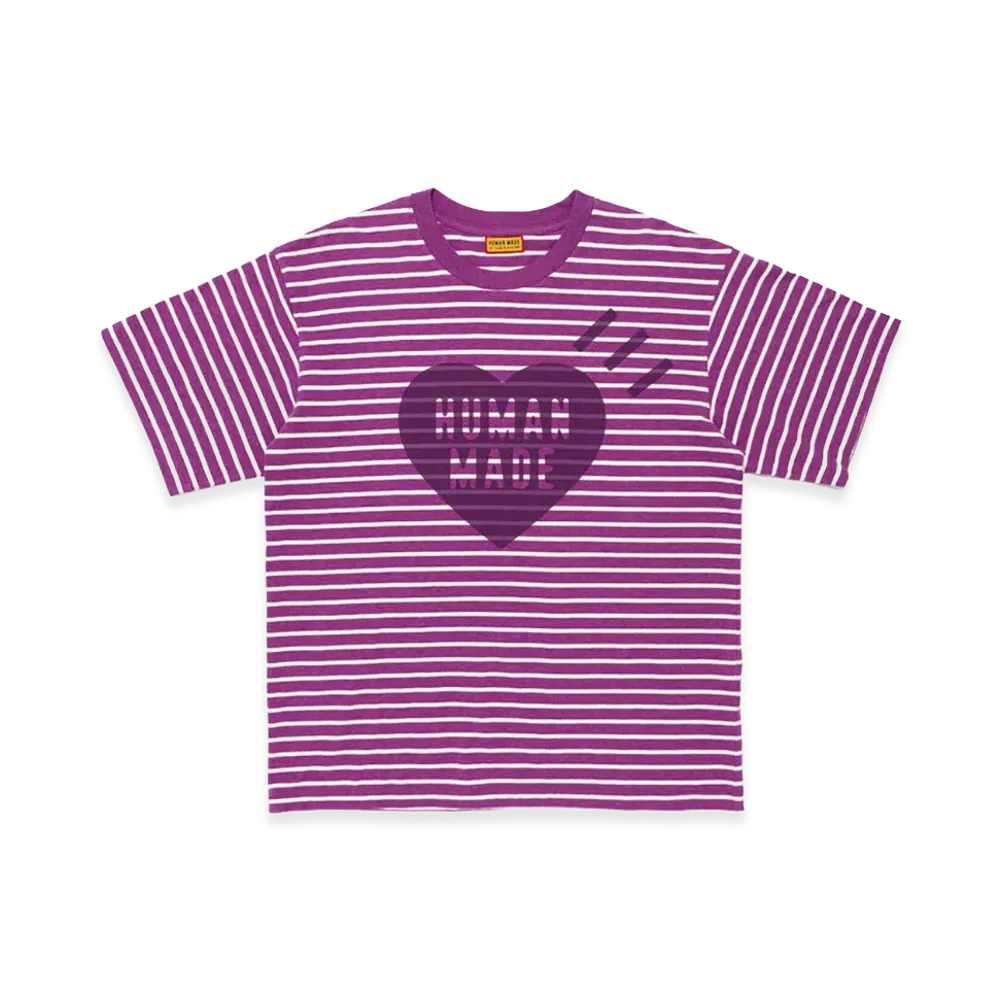 HUMAN MADE Heart Striped T-Shirt "Purple"
