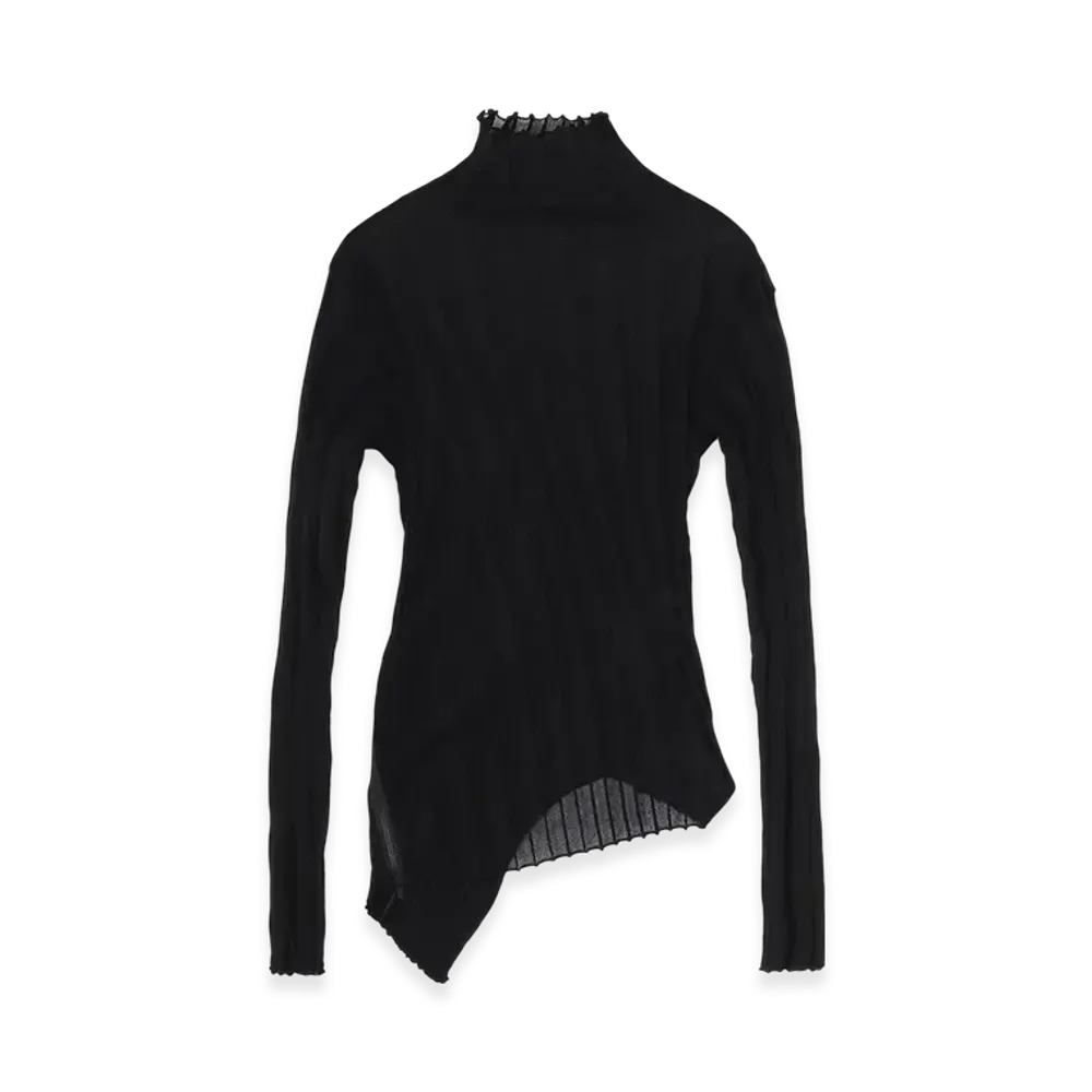 Yohji Yamamoto High Gauge Rib Zip Detail Highneck Top "Black"