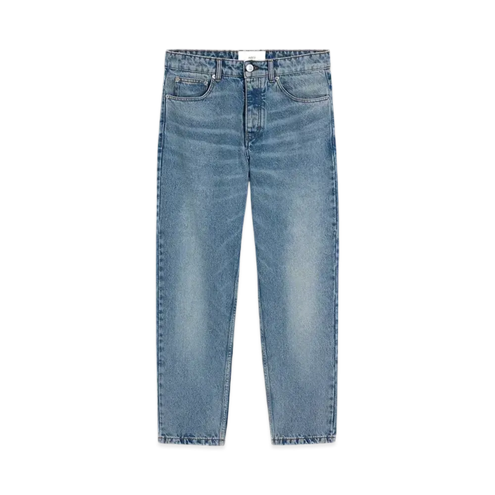 AMI PARIS Cotton Tapered Fit Jeans "UsedBlue"