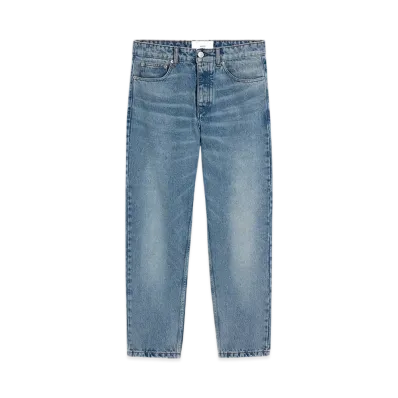 AMI PARIS Cotton Tapered Fit Jeans "UsedBlue"