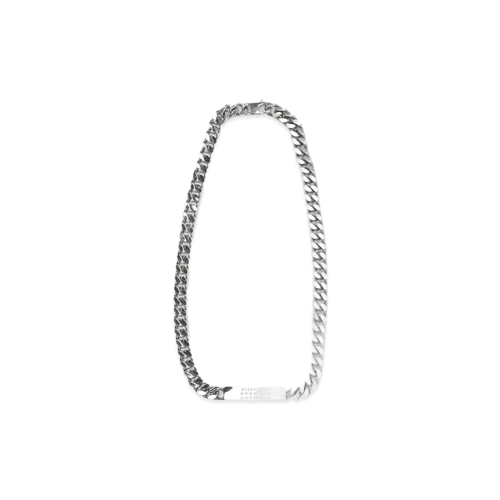 MM6 Maison Margiela Minimal Logo Id Tag Curb Necklace "Palladio Polished/ White"