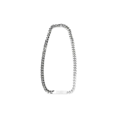 MM6 Maison Margiela Minimal Logo Id Tag Curb Necklace "Palladio Polished/ White"