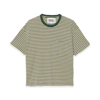 ZARA x Bad Bunny Benito Antonio Striped Cropped Fit Tee "Greenish"