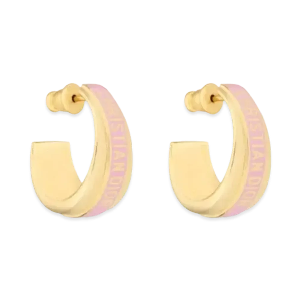 Dior Code Earrings Metal and Lacquer "Gold/Melocoton Pink"