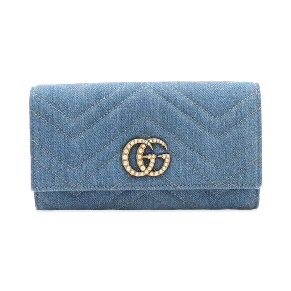 GUCCI GG Marmont Denim Continental Wallet Japan Limited