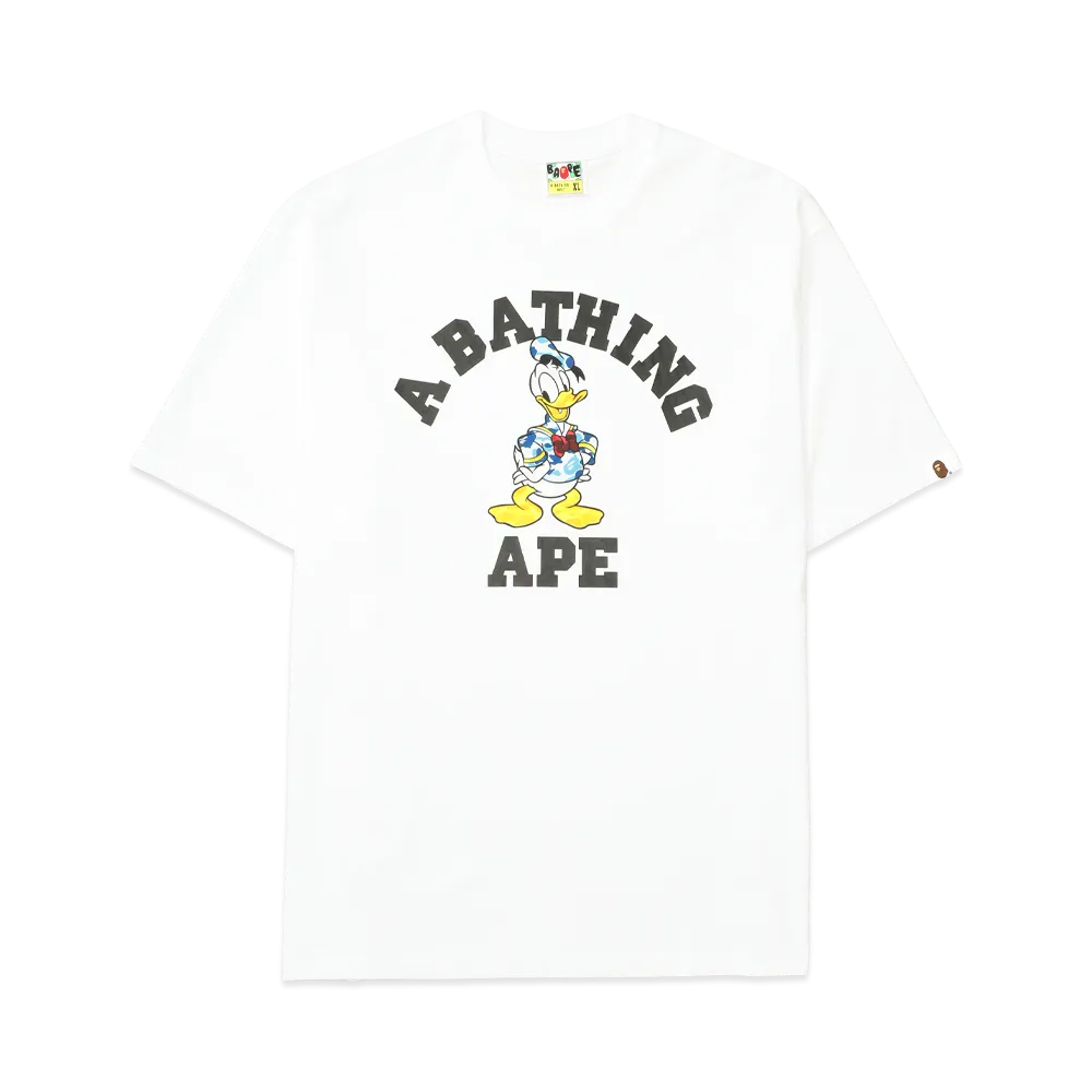 A BATHING APE x Disney Donald Duck College Relaxed Fit Tee "White"