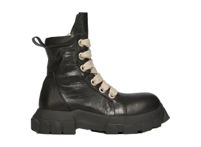 Rick Owens SS26 Jumbolace Army Bozo Tractor Washed Calf Leather "Black"