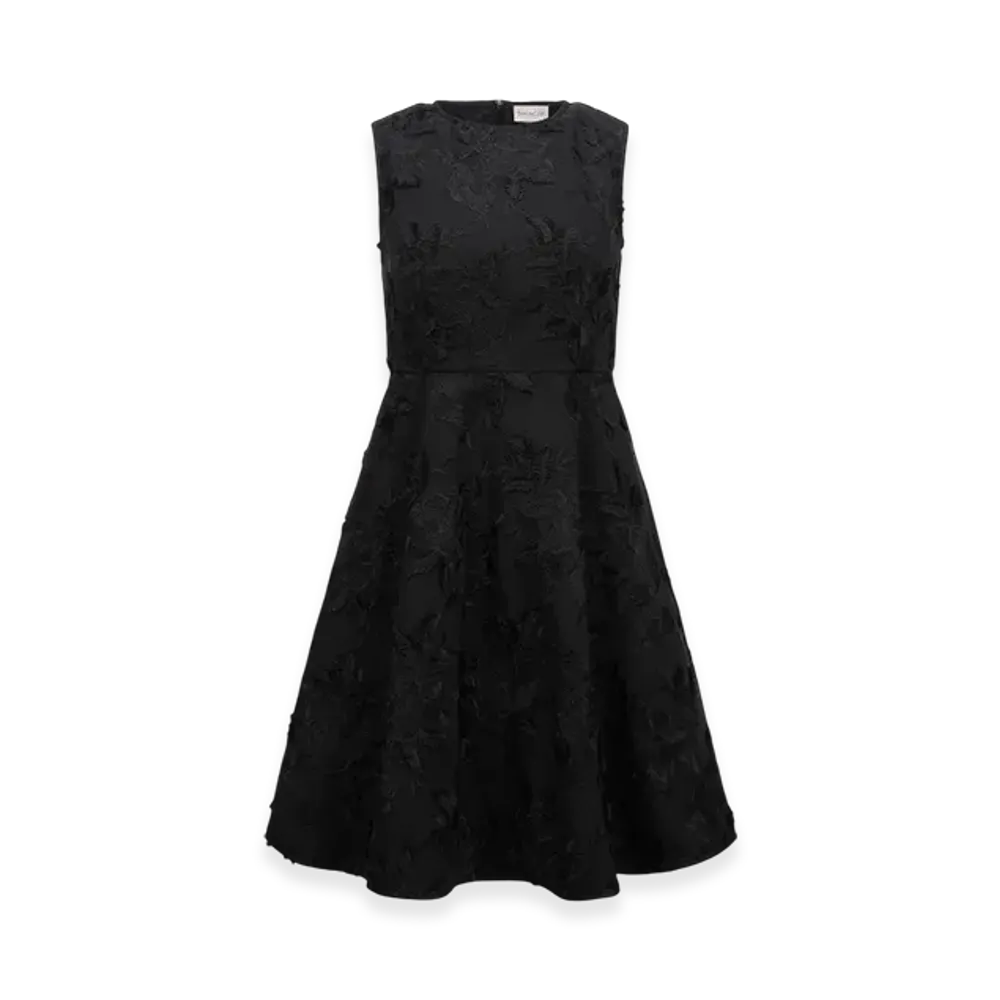 MONCLER Textured Floral Gabardine Dress "Black"
