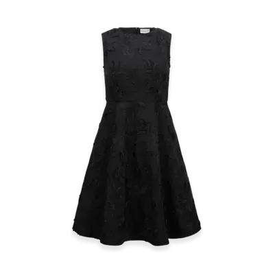 MONCLER Textured Floral Gabardine Dress "Black"
