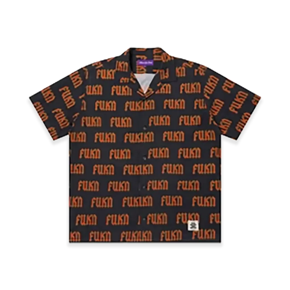 BlackEyePatch Fuk’N Patterned Open Collared S/S Shirt "Black"